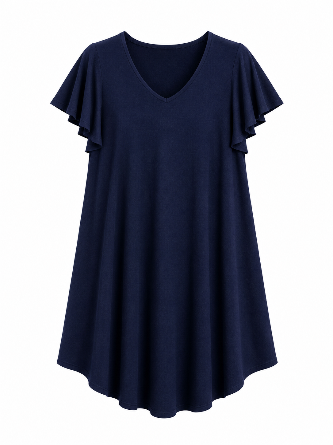 Vestido evasé curto com manga tulipa