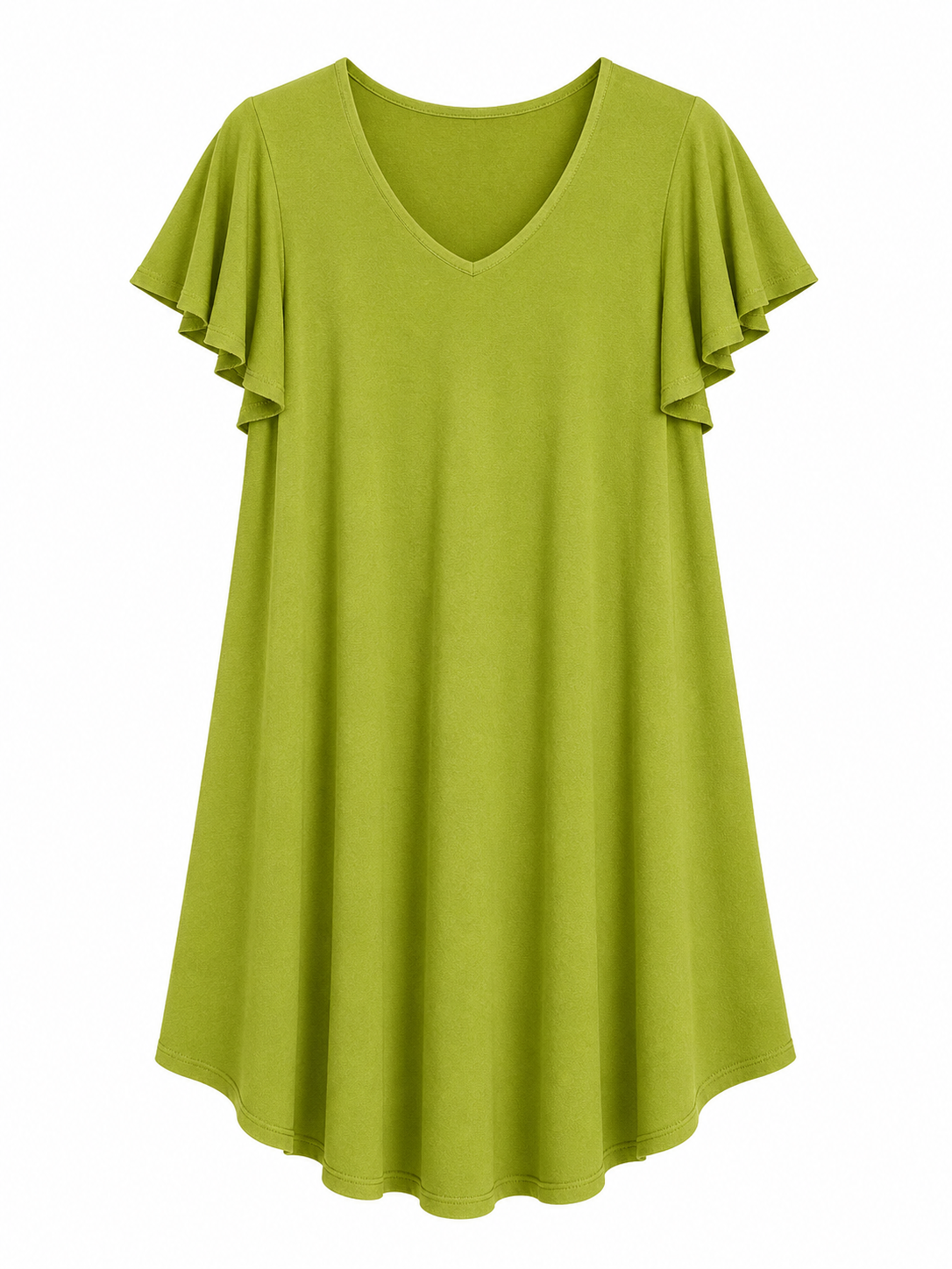 Vestido evasé curto com manga tulipa