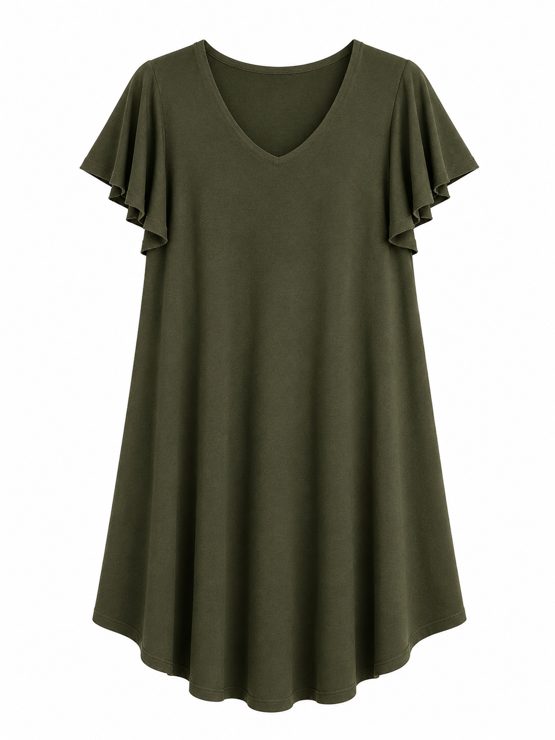 Vestido evasé curto com manga tulipa