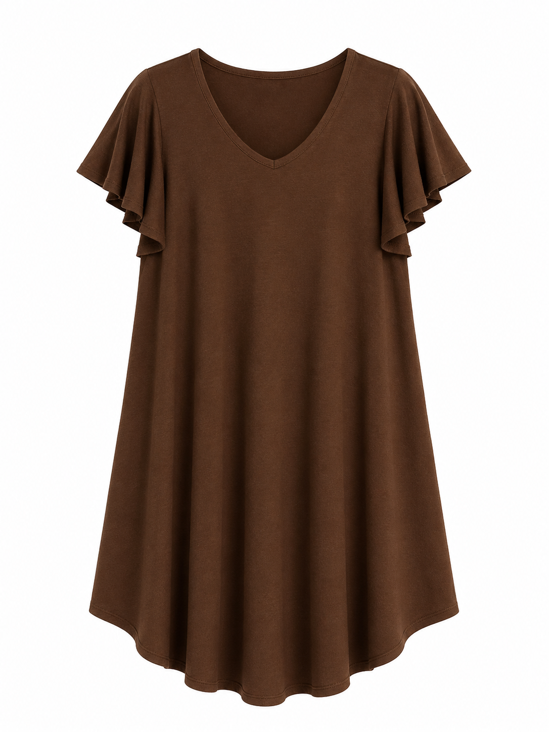 Vestido evasé curto com manga tulipa