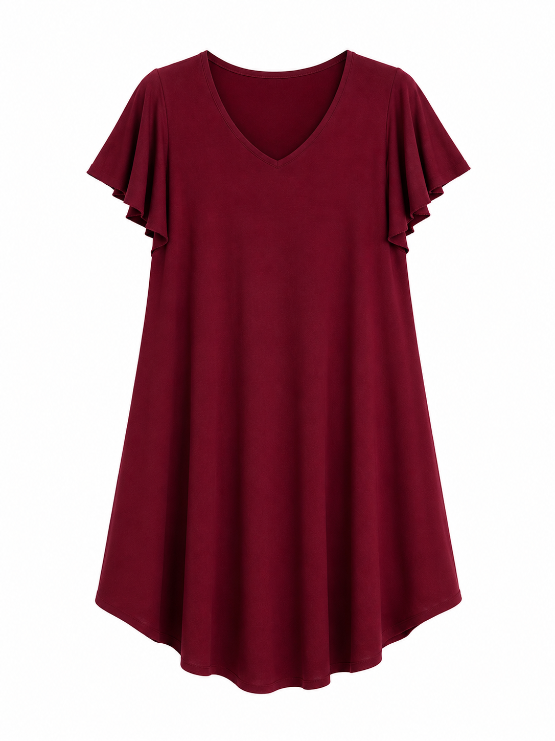 Vestido evasé curto com manga tulipa