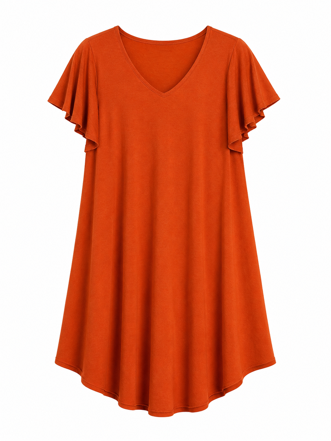 Vestido evasé curto com manga tulipa