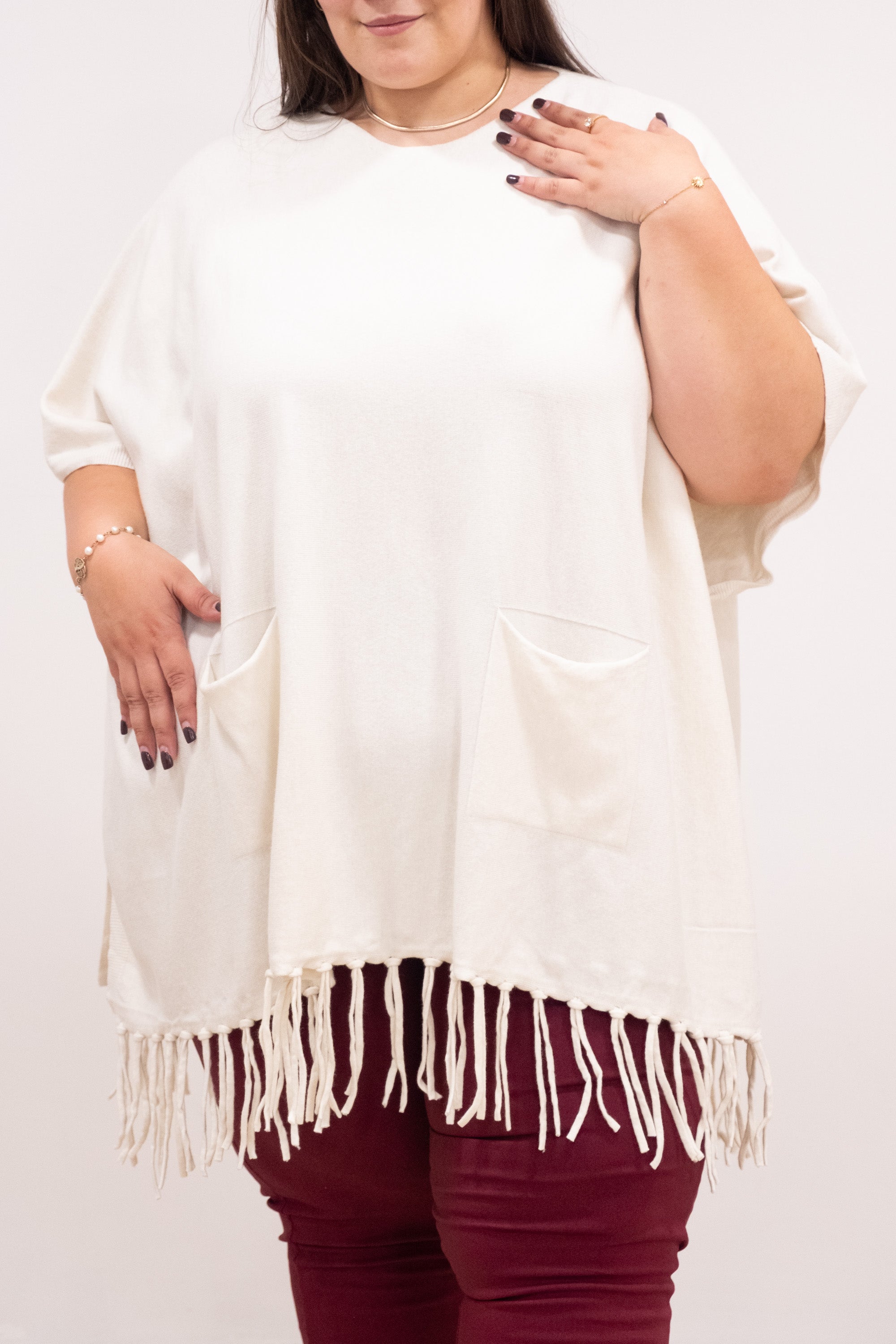 Poncho malha pérola