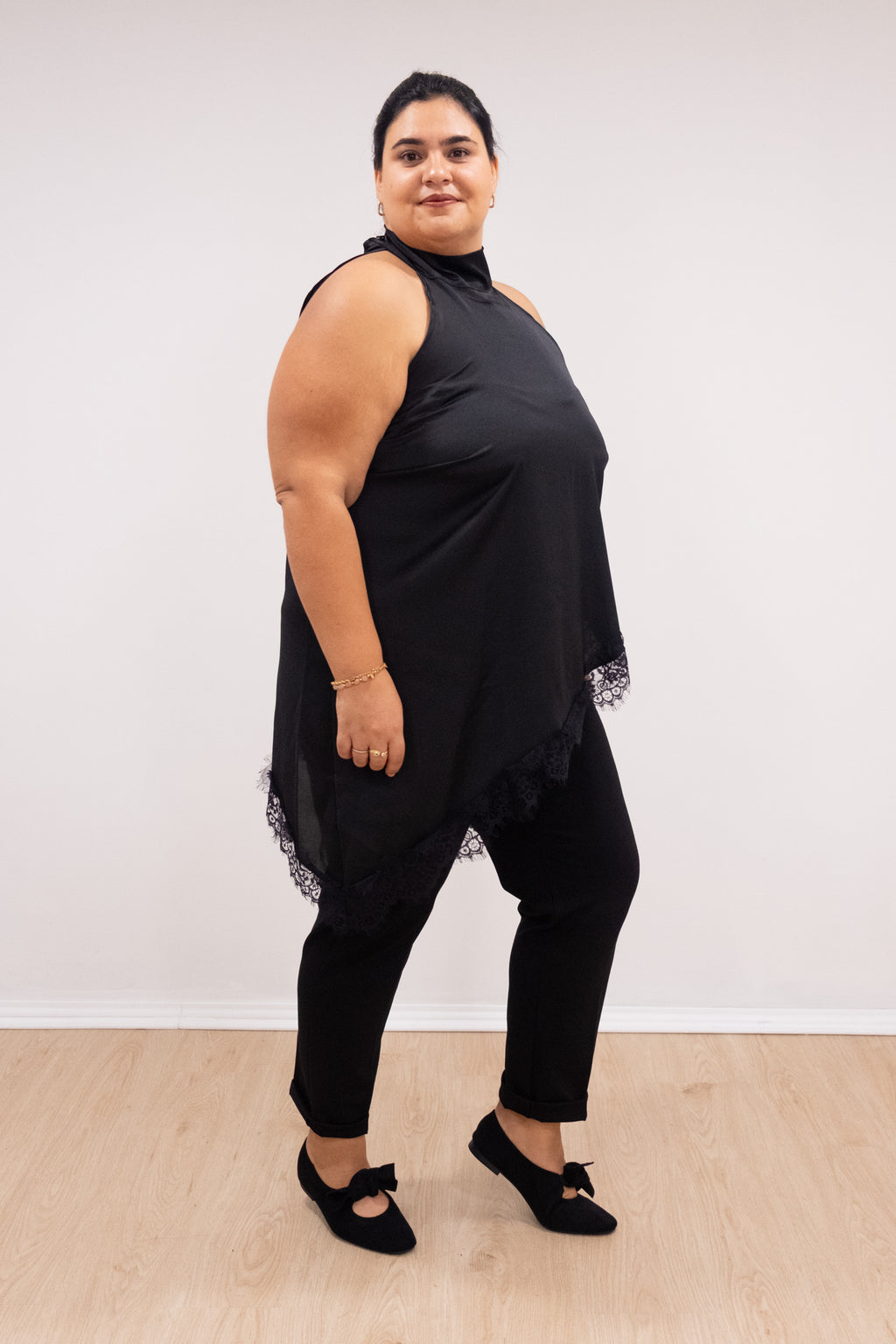 Top meia gola assimétrico preto