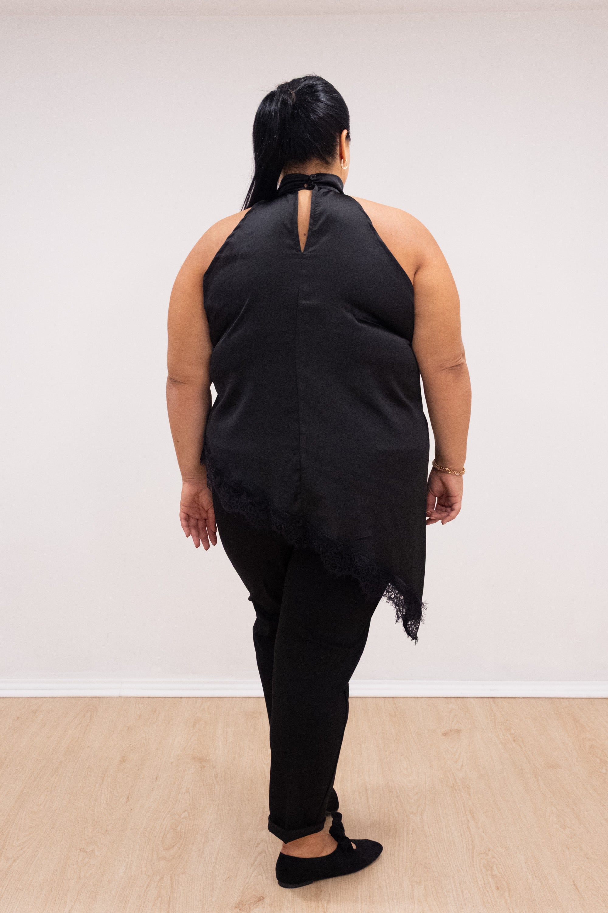 Top meia gola assimétrico preto