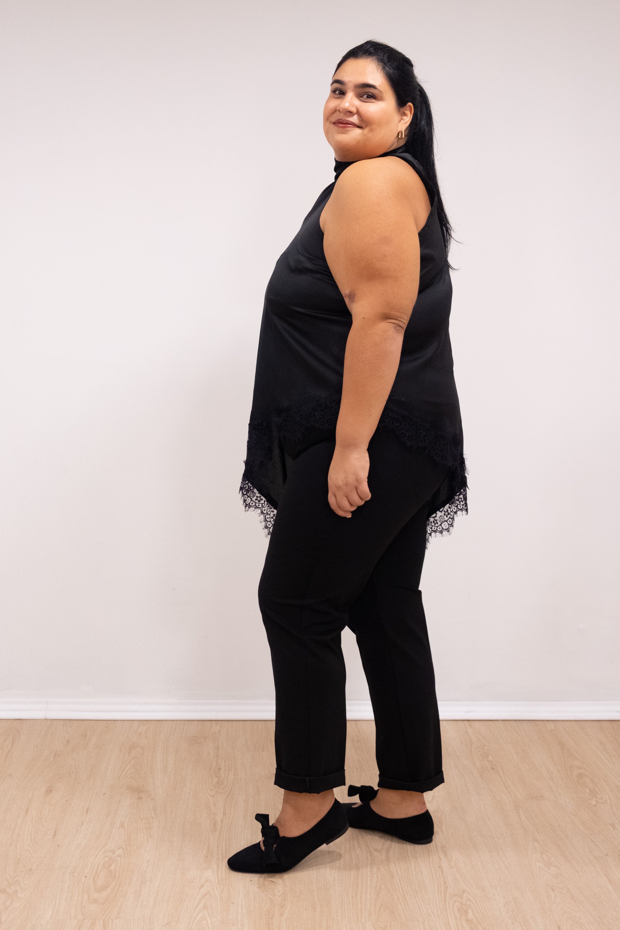 Top meia gola assimétrico preto